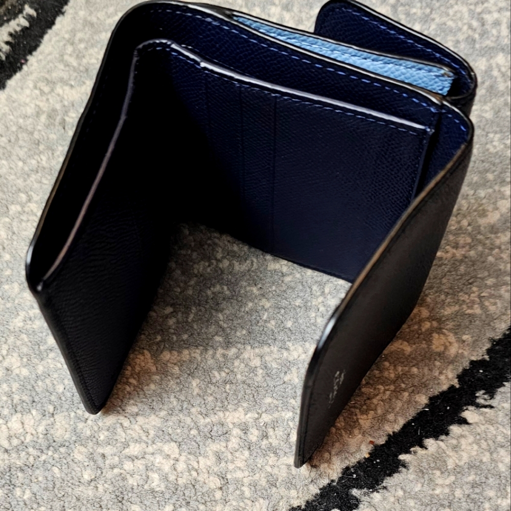 Coach Essential Mini Trifold Wallet In Colorblock Blue - Picture 6 of 10